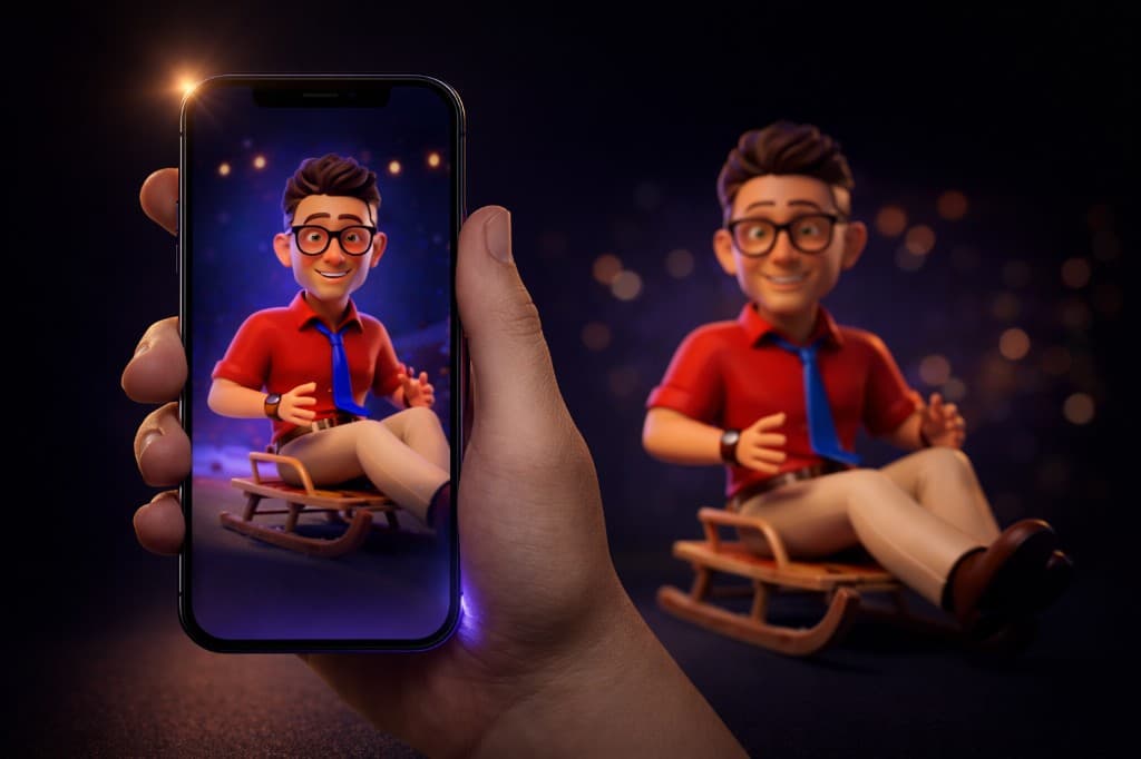 Doets reizen: spokesperson character in AR on phone screen