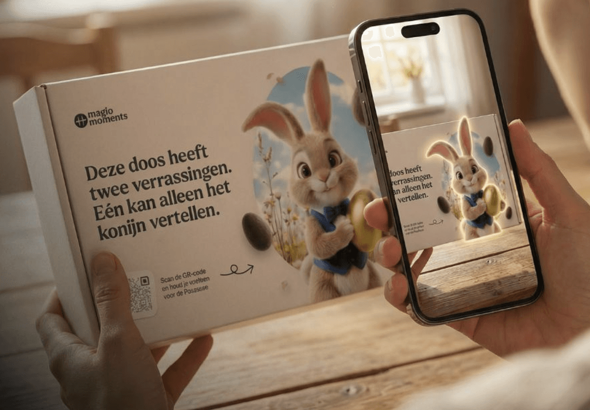 Pack with QR code: AR character on the box